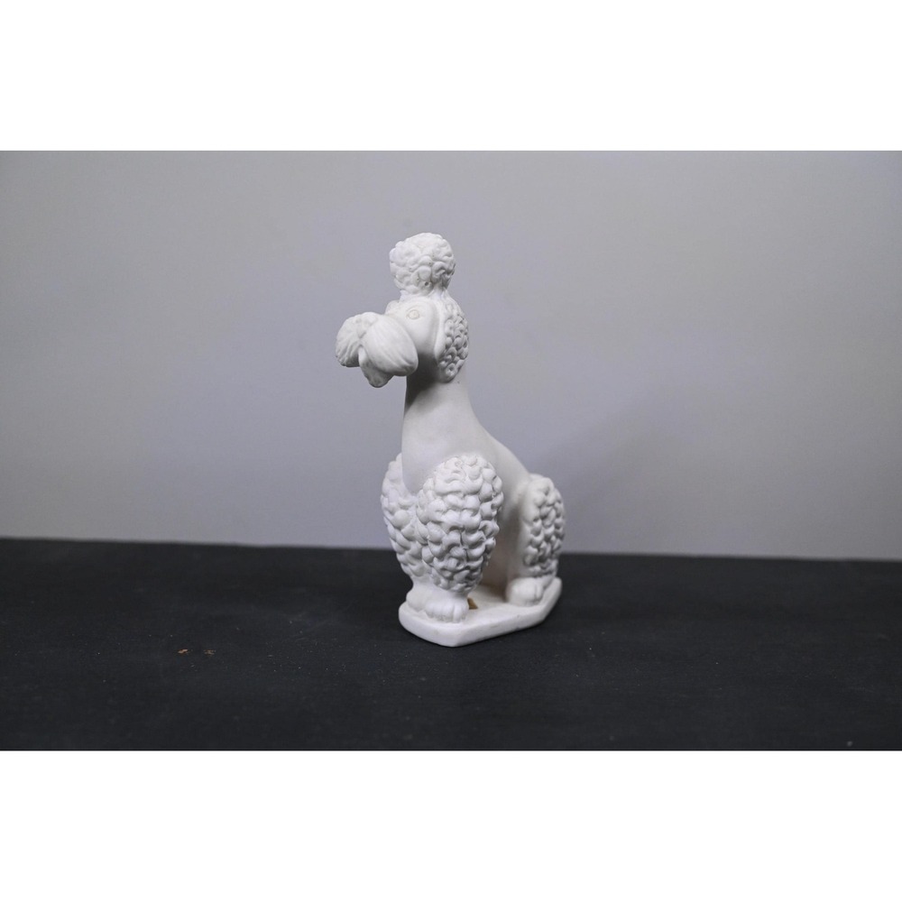 Vintage Poodle Clay Italy Figurine White Mid Century Modern MCM Dog Statue